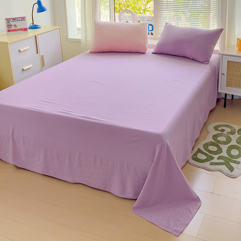 2024新款纯色A类水洗棉单床单 180*230cm 单床单 混搭-粉紫