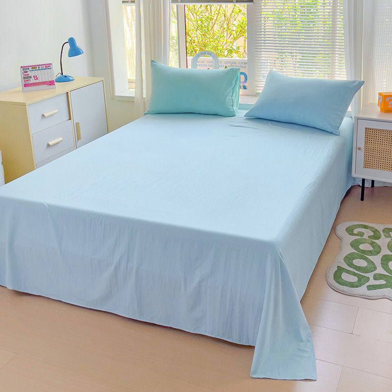 2024新款纯色A类水洗棉单床单 180*230cm 单床单 混搭-水绿浅蓝