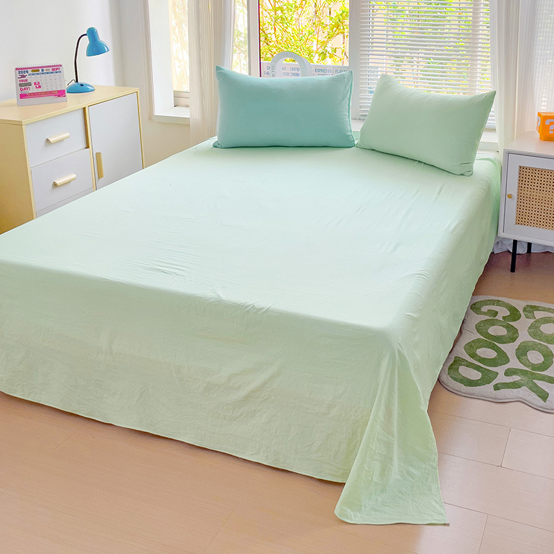 2024新款纯色A类水洗棉单床单 180*230cm 单床单 混搭-水绿藻绿