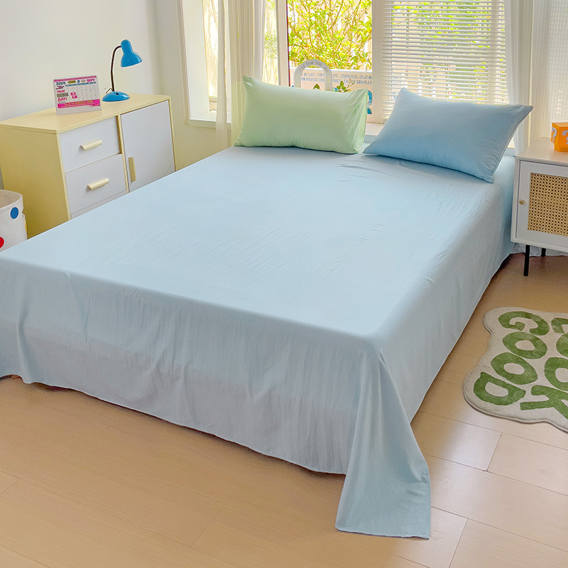 2024新款纯色A类水洗棉单床单 180*230cm 单床单 混搭-藻绿浅蓝