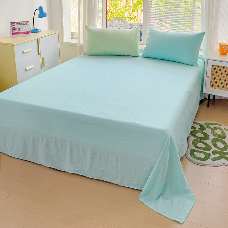 2024新款纯色A类水洗棉单床单 180*230cm 单床单 混搭-藻绿水绿