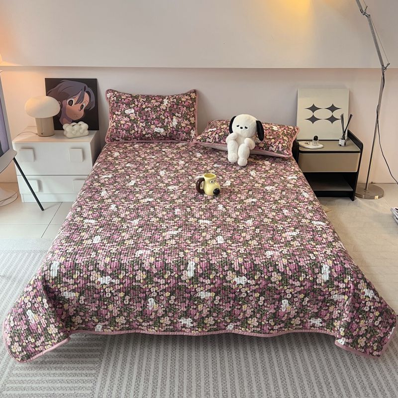 2024新款舒适全棉印花床盖 床盖180cmx200cm 玫瑰花园