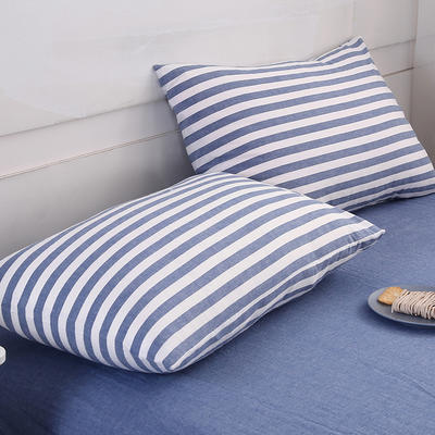 2020新款水洗棉单品系列 单品枕套 48*74cm/对 渐变蓝条