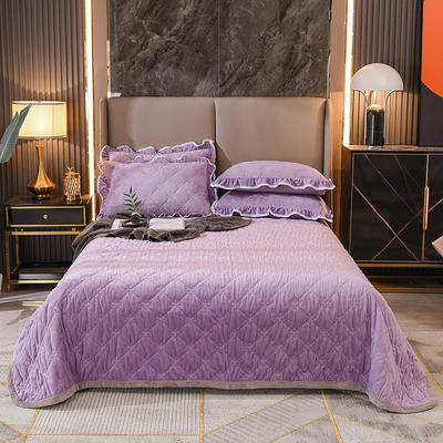 2022新款宝宝绒保暖夹棉绗缝系列单品—单床盖 单床盖230*240cm 浅紫