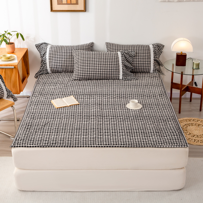 2023新款全棉色织水洗棉床垫床褥--香格里拉系列 床垫90*200cm 香格里拉-黑白格