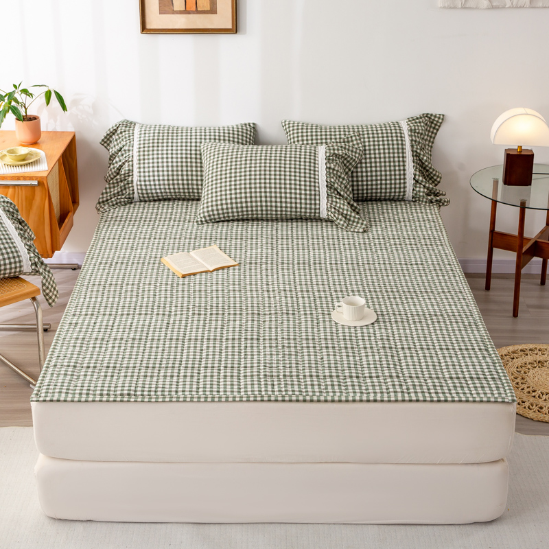 2023新款全棉色织水洗棉床垫床褥--香格里拉系列 床垫90*200cm 香格里拉-军绿格