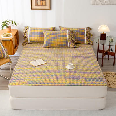 2023新款全棉色织水洗棉床垫床褥--香格里拉系列 床垫90*200cm 香格里拉-米黄