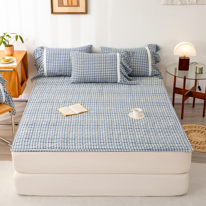 2023新款全棉色织水洗棉床垫床褥--香格里拉系列 床垫90*200cm 香格里拉-天蓝格