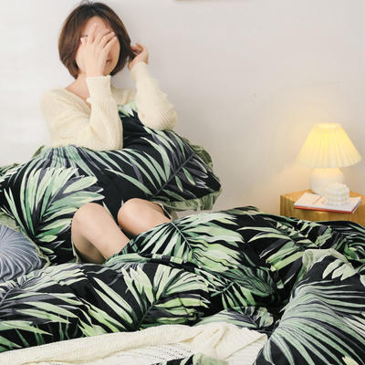 2019新款Chic少女花边牛奶绒套件-影棚图 1.8m床单款 热带雨林