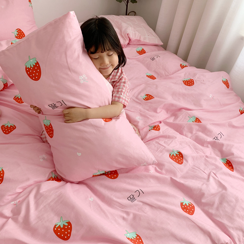 2019新款ins网红纯棉套件四件套 1.8m（6英尺）床单款 甜心草莓