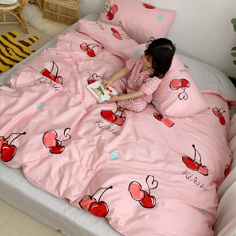2019新款ins网红纯棉套件四件套 1.8m（6英尺）床单款 樱桃