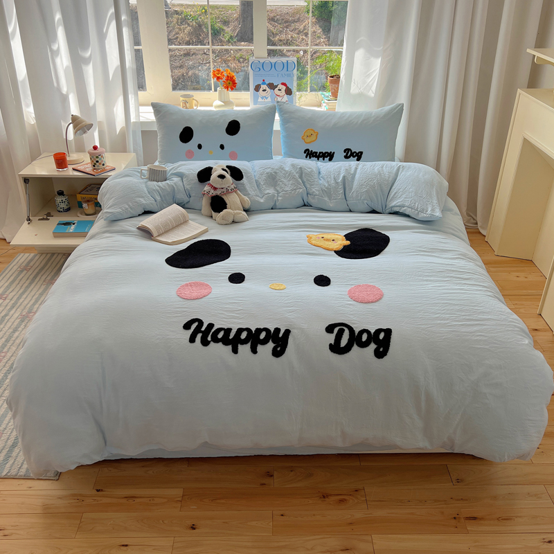 2025新款甜系表情包云朵棉毛巾绣四件套