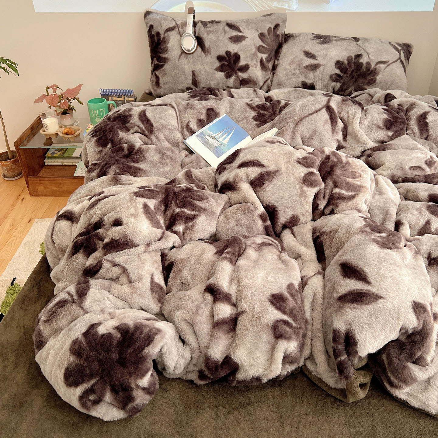 2025新款美拉德兔毛四件套 花蕊