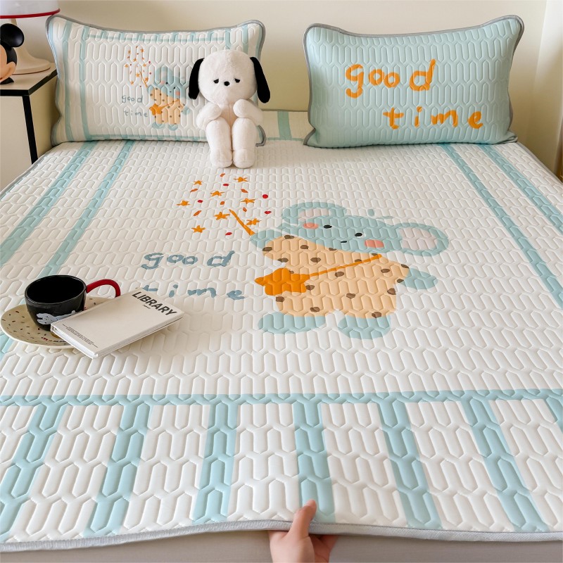 2025新款A类凉感丝数码印花ins大版卡通凉席三件套