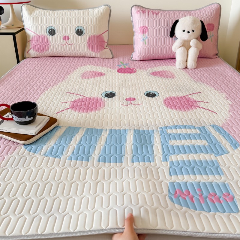 2025新款A类凉感丝数码印花ins大版卡通凉席三件套