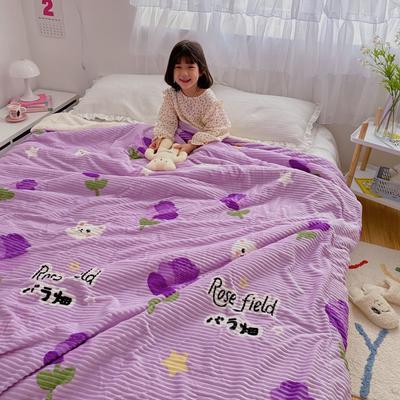 2020新款-牛奶魔法绒毛毯小模特图 200*230 紫玫瑰
