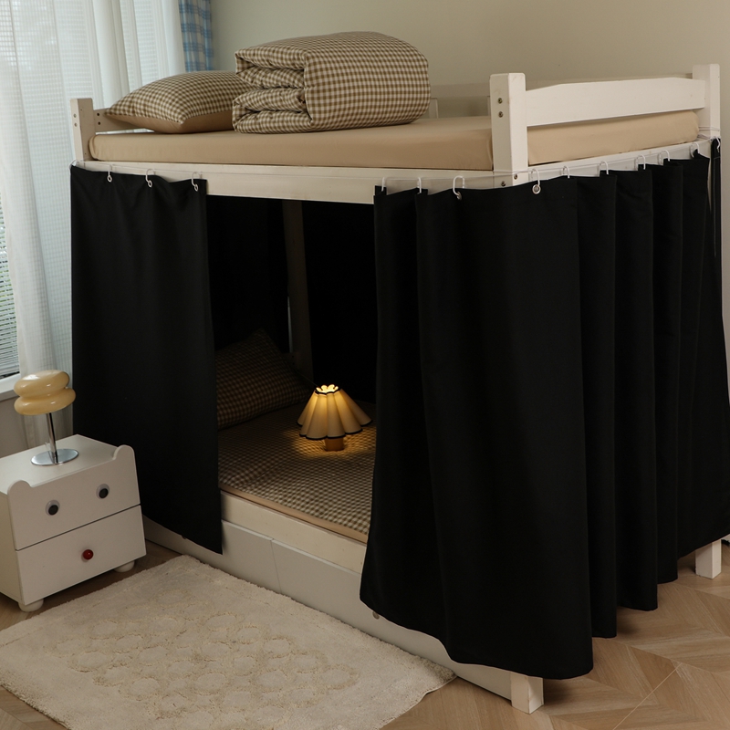 2025新款纯色学生宿舍床帘加厚强遮光床帘大学生宿舍寝室专用上下铺单人床帘子围帘床幔 黑色