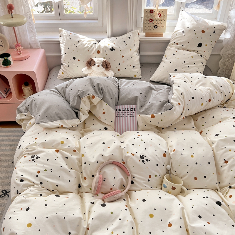 2025新款13070全棉四件套加厚斜纹纯棉印花田园小清新床单被套枕套床上用品 星夜奇想