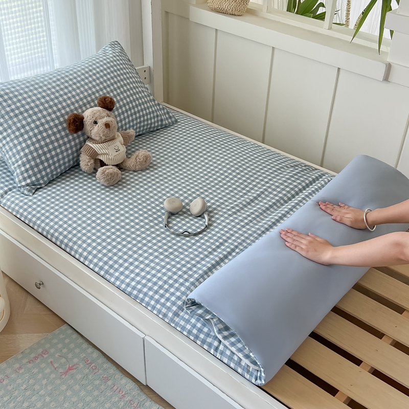 2025新款开学季学生床垫套床褥套褥子套无印风格子水洗棉床垫套寝室宿舍单人90x200床垫套 致青春