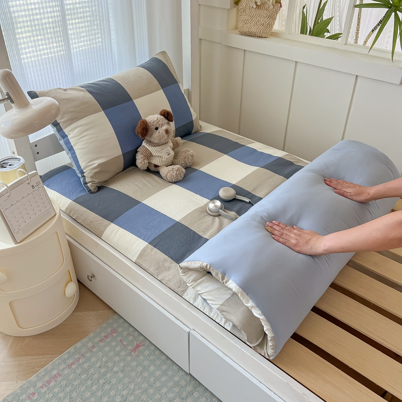 2025新款学生季无印风水洗棉褥子套被套学生套件宿舍单人90x200床褥套床垫套0.9开学季 时空探索-蓝