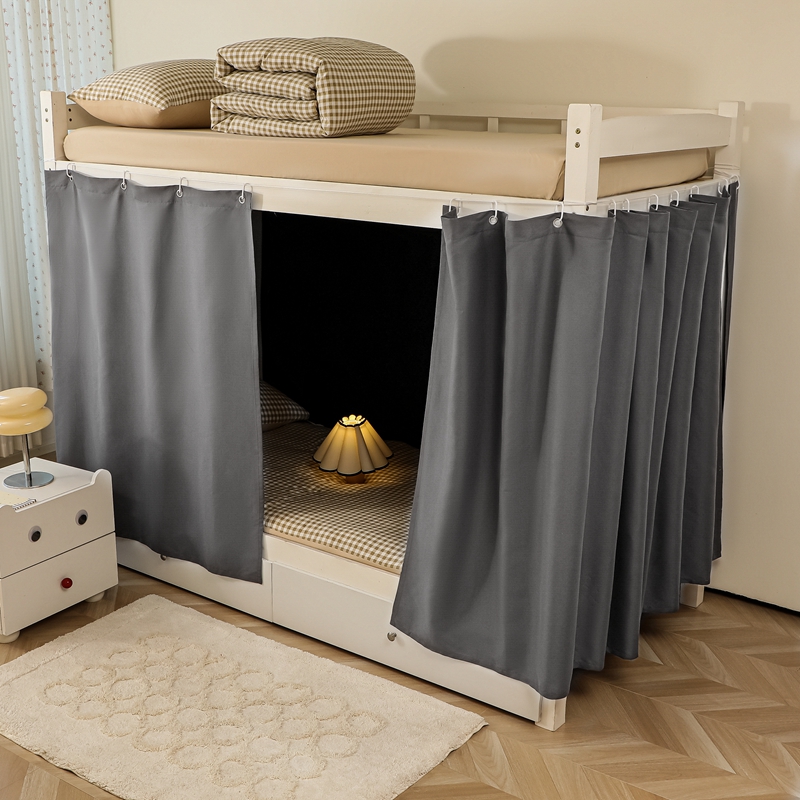 2025新款纯色学生宿舍床帘加厚强遮光床帘寝室宿舍上下铺专用单人床帘围帘 中灰