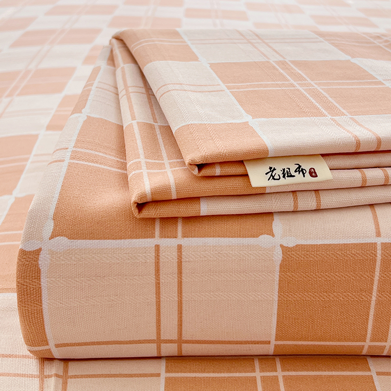 （有买家秀）2025新款缎条老粗布三件套特厚加密粗布凉席三件套吸汗透气床品套件