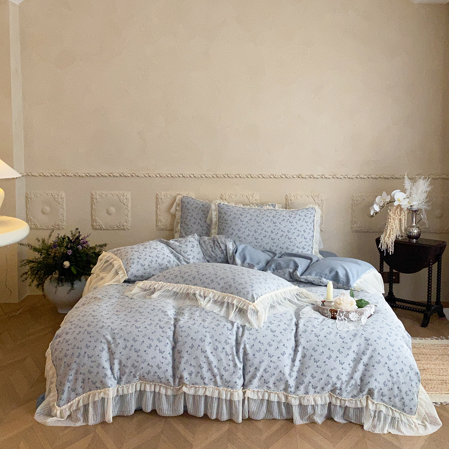 2025新款60S厚织大提花四件套-蝶舞花恋 蝶舞花恋-兰