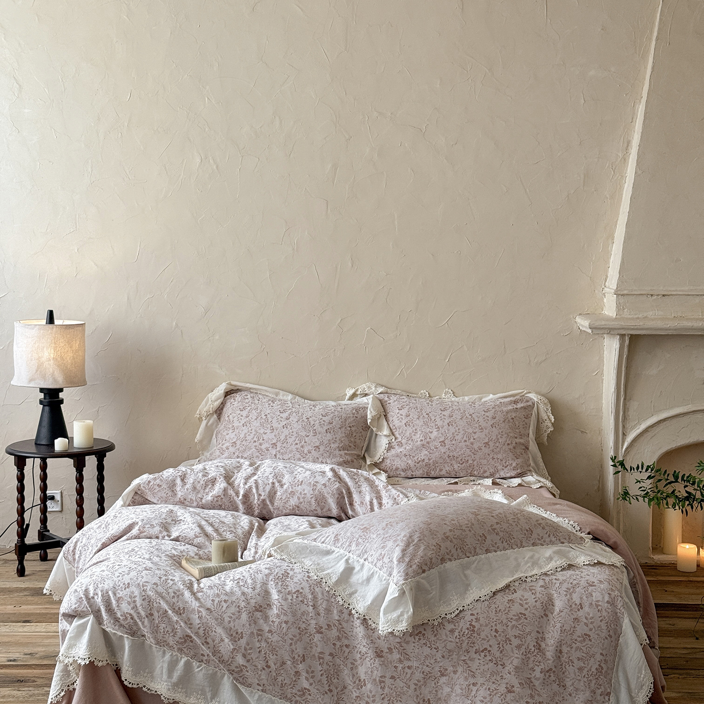 2025新款60s全棉厚织大提花花边系列四件套-迷雾森林 迷雾森林