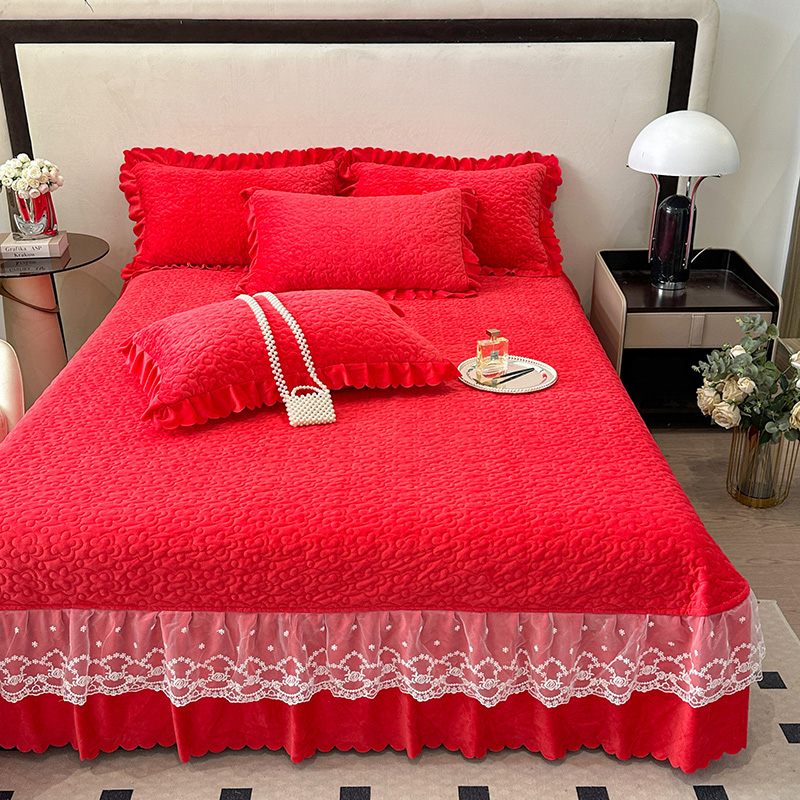 苏米娜高克重婴儿绒夹棉单床盖230g全消光牛奶绒床盖款三件套夹棉床盖款单件 单床盖（260*270cm） 单床盖初恋--中国红
