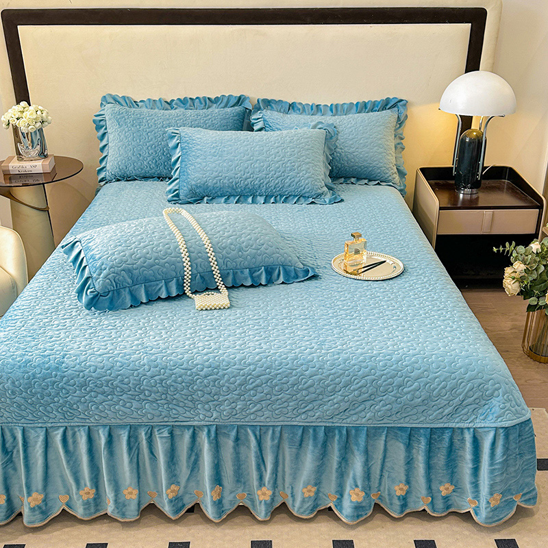 苏米娜高克重婴儿绒夹棉单床盖230g全消光牛奶绒床盖款三件套夹棉床盖款单件 单床盖（260*270cm） 单床盖玫瑰之恋--繁星蓝
