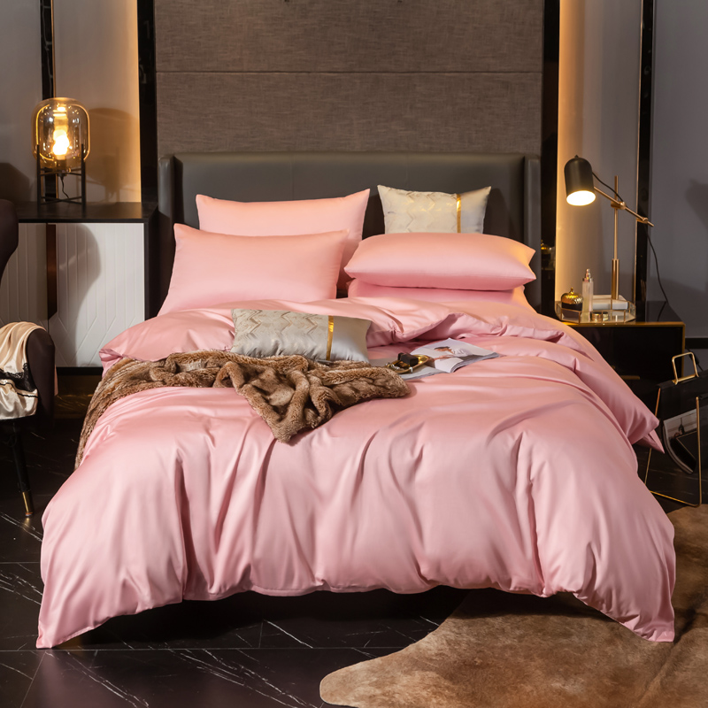 2020新款-素色长绒棉系列四件套 床单款1.8m（6英尺）床 藕粉