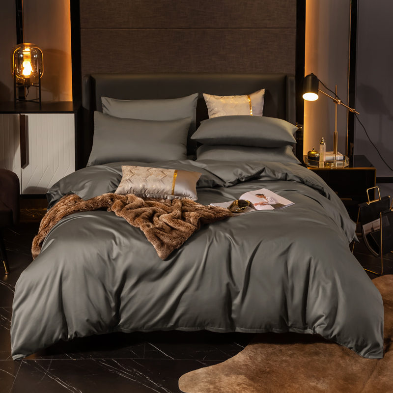 2020新款-素色长绒棉系列四件套 床单款1.8m（6英尺）床 绅士灰