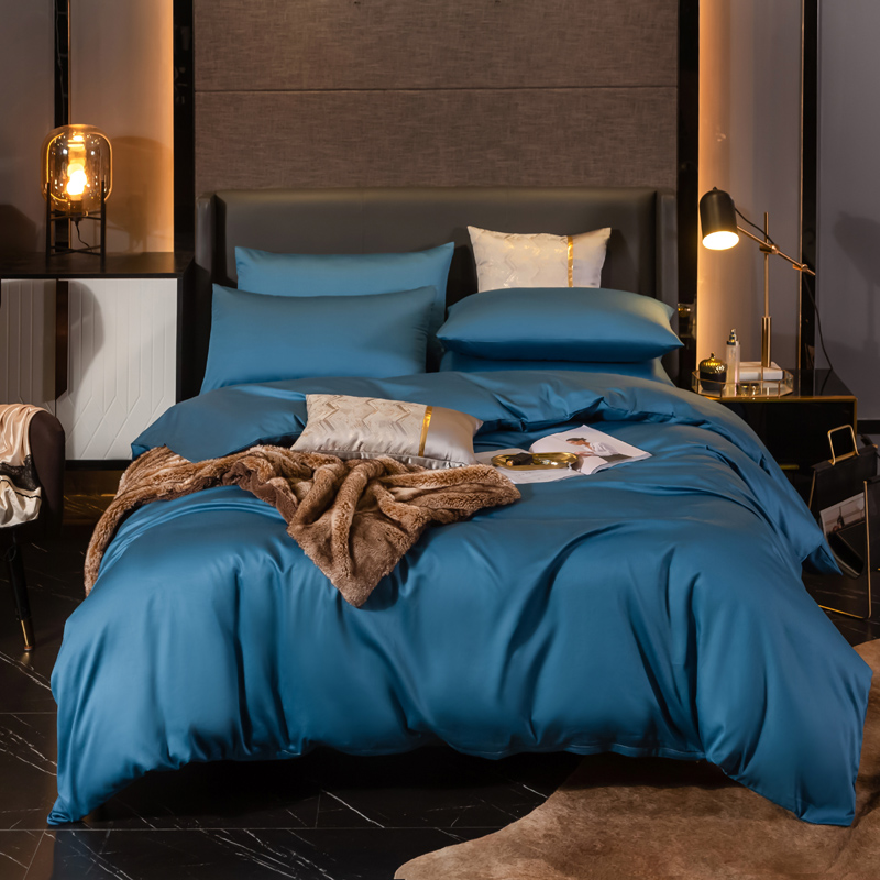 2020新款-素色长绒棉系列四件套 床单款1.8m（6英尺）床 月光兰