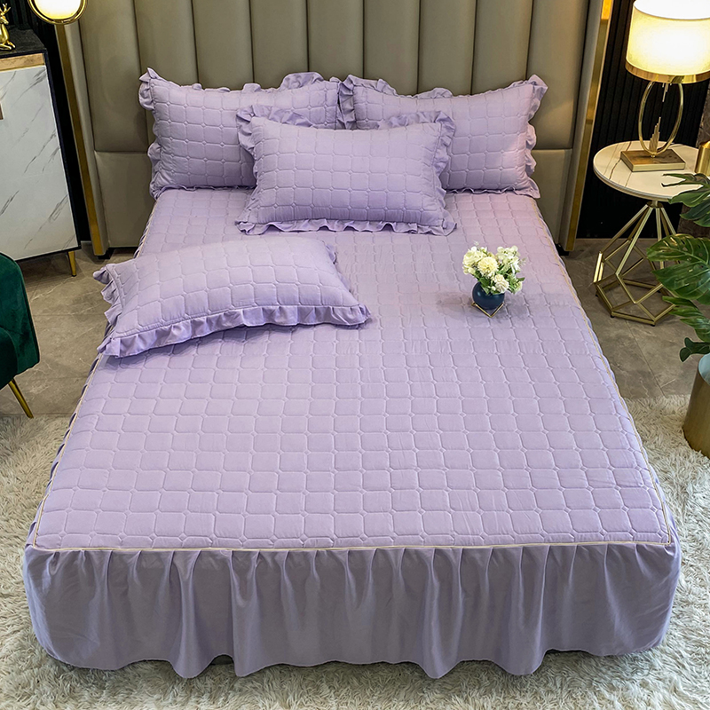 新款夹棉水洗夹棉床裙保护罩 180cmx200cm 魔幻紫