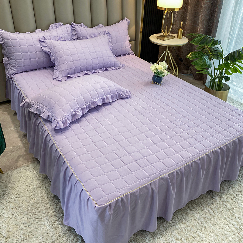 2023新款水洗棉夹棉优雅床裙系列 150x200cm 魔幻紫