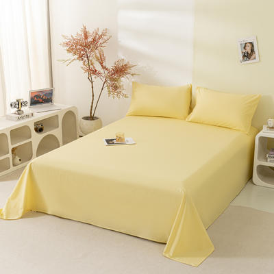 2023新款40s素色全棉水洗棉单品床单 单床单1.6*2.3m 鹅黄