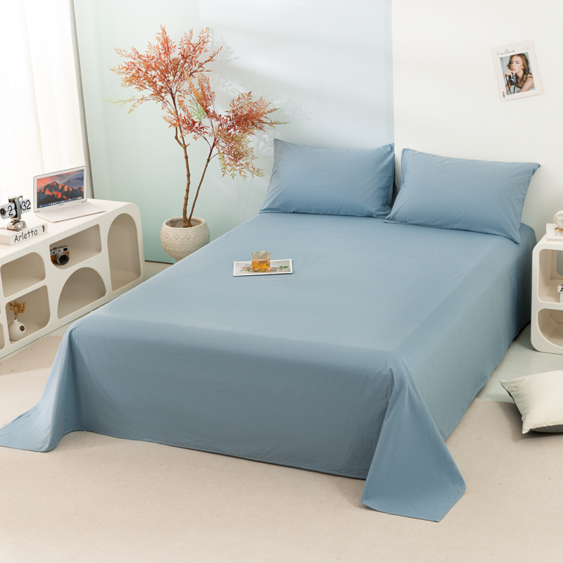 2023新款40s素色全棉水洗棉单品床单 单床单1.6*2.3m 海盐蓝