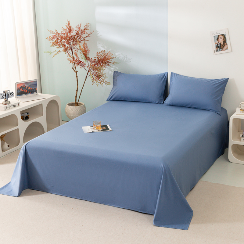 2023新款40s素色全棉水洗棉单品床单 单床单1.6*2.3m 罗勒蓝
