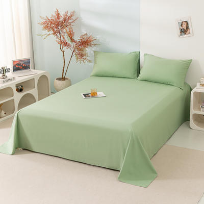 2023新款40s素色全棉水洗棉单品床单 单床单1.6*2.3m 抹茶绿