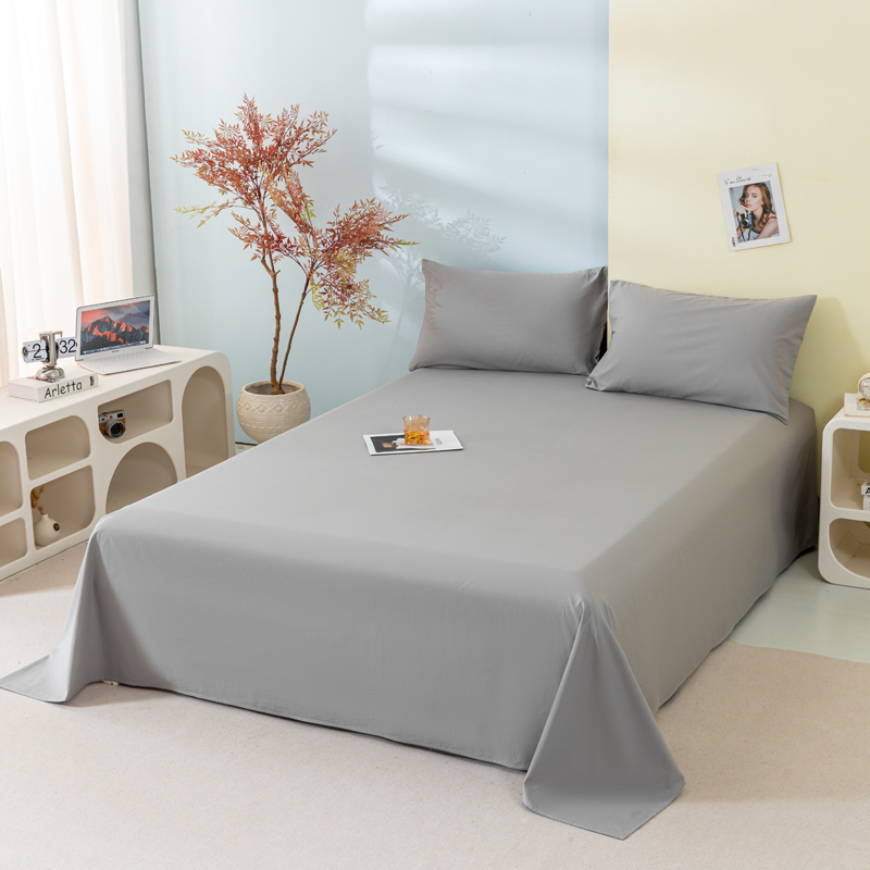 2023新款40s素色全棉水洗棉单品床单 单床单1.6*2.3m 浅灰