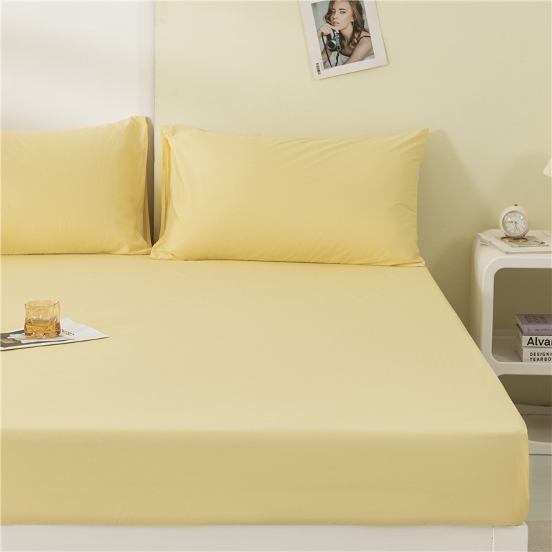 新款全棉40支水洗棉素色床笠 90cmx200cm 黄色
