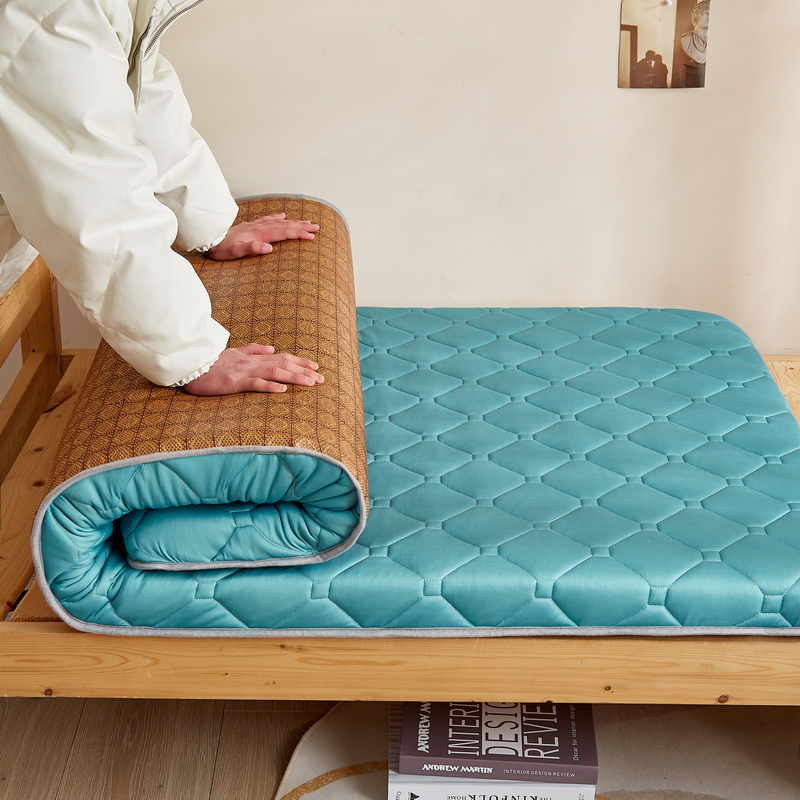 新款单人床日式榻榻米藤席双用床垫 0.8*1.9m（约4cm厚） 墨绿