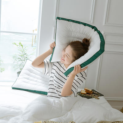 境月 爆款 全棉 美度云绒纤维养护枕-绿（48x74）枕头 枕芯 美度云绒纤维养护枕-绿