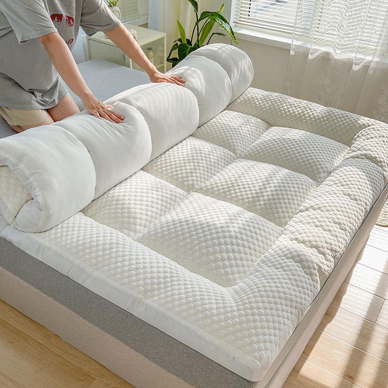 2023新款水立方按摩床垫软垫家用榻榻米垫子学生宿舍床垫地铺垫背 0.9*2.0m  4斤 纯色白