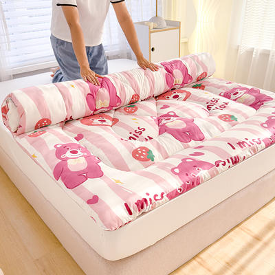 2023新款双层纱印花床垫床褥 1.2x2m 快乐草莓熊