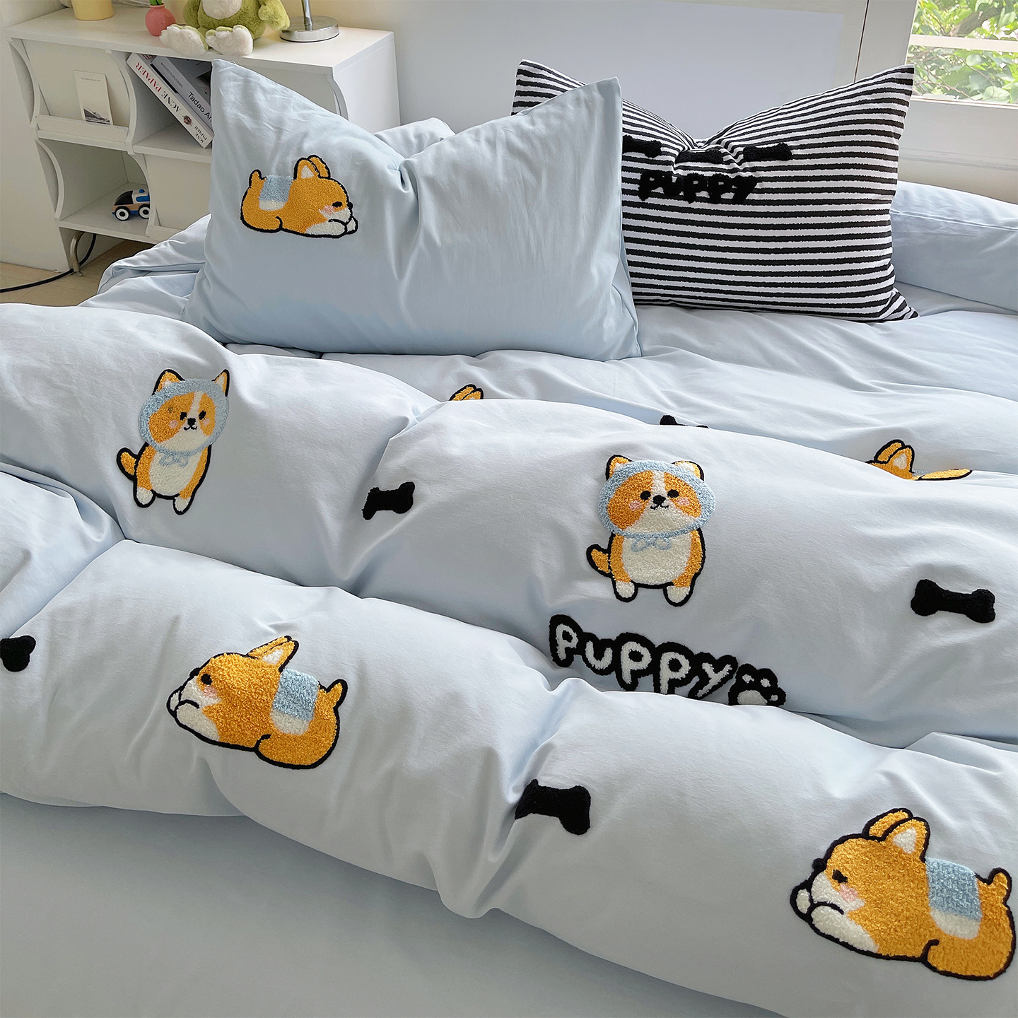 2025新款全棉磨毛卡通满版绣加厚纯棉四件套米兜系列