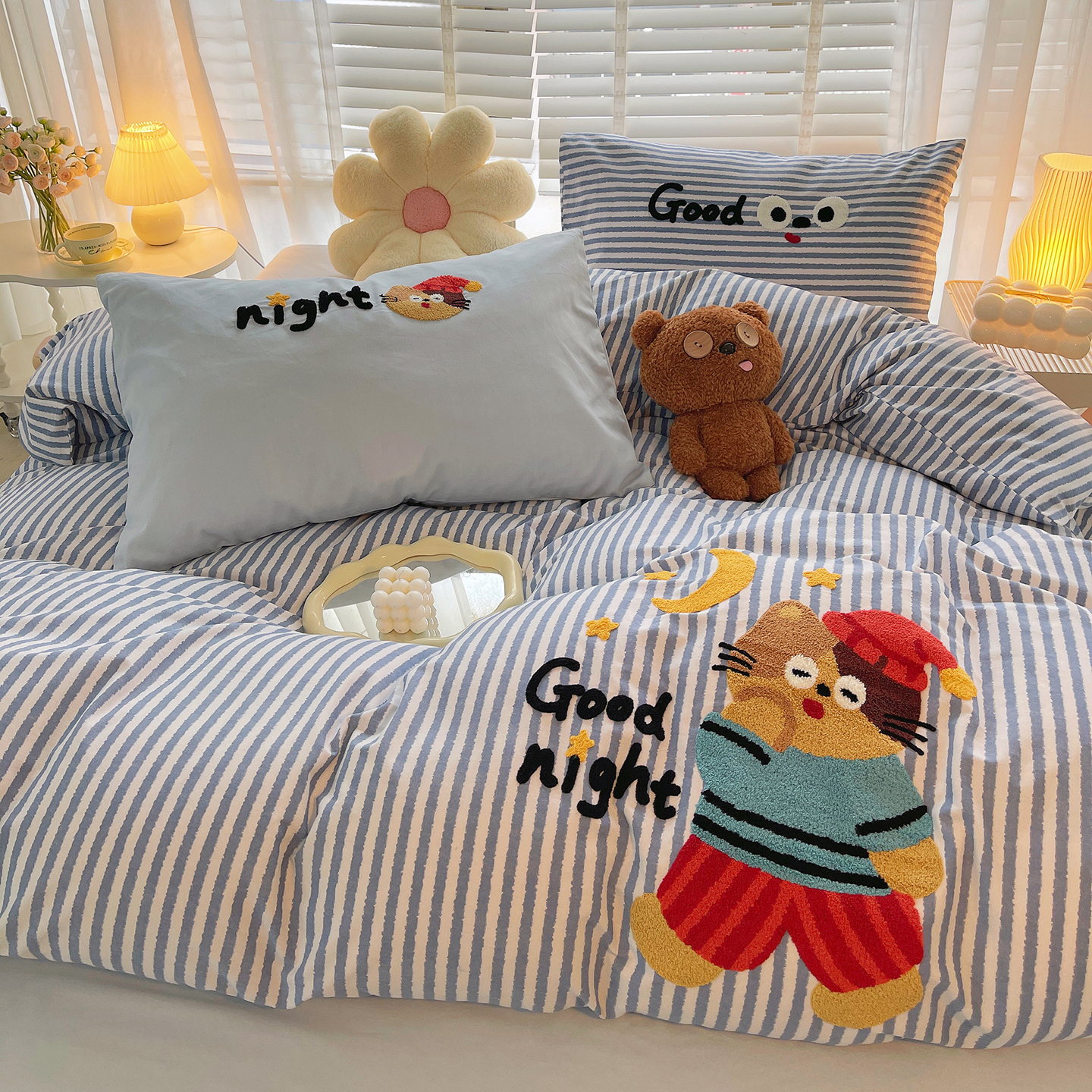 2025新款全棉磨毛卡通贴布绣加厚毛巾绣纯棉四件套-曲奇系列