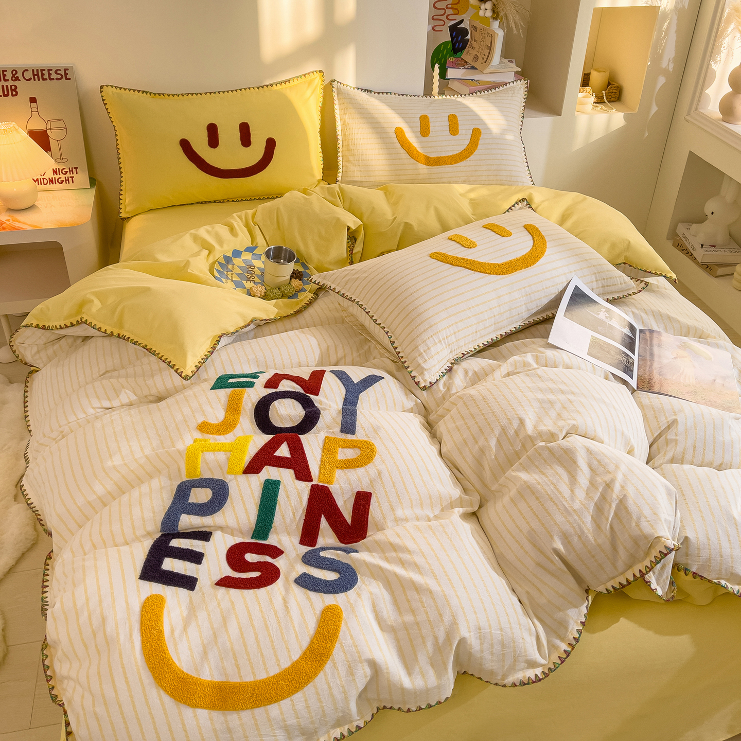 2026新款A类全棉水洗棉贝壳边毛巾绣四件套-炫彩系列