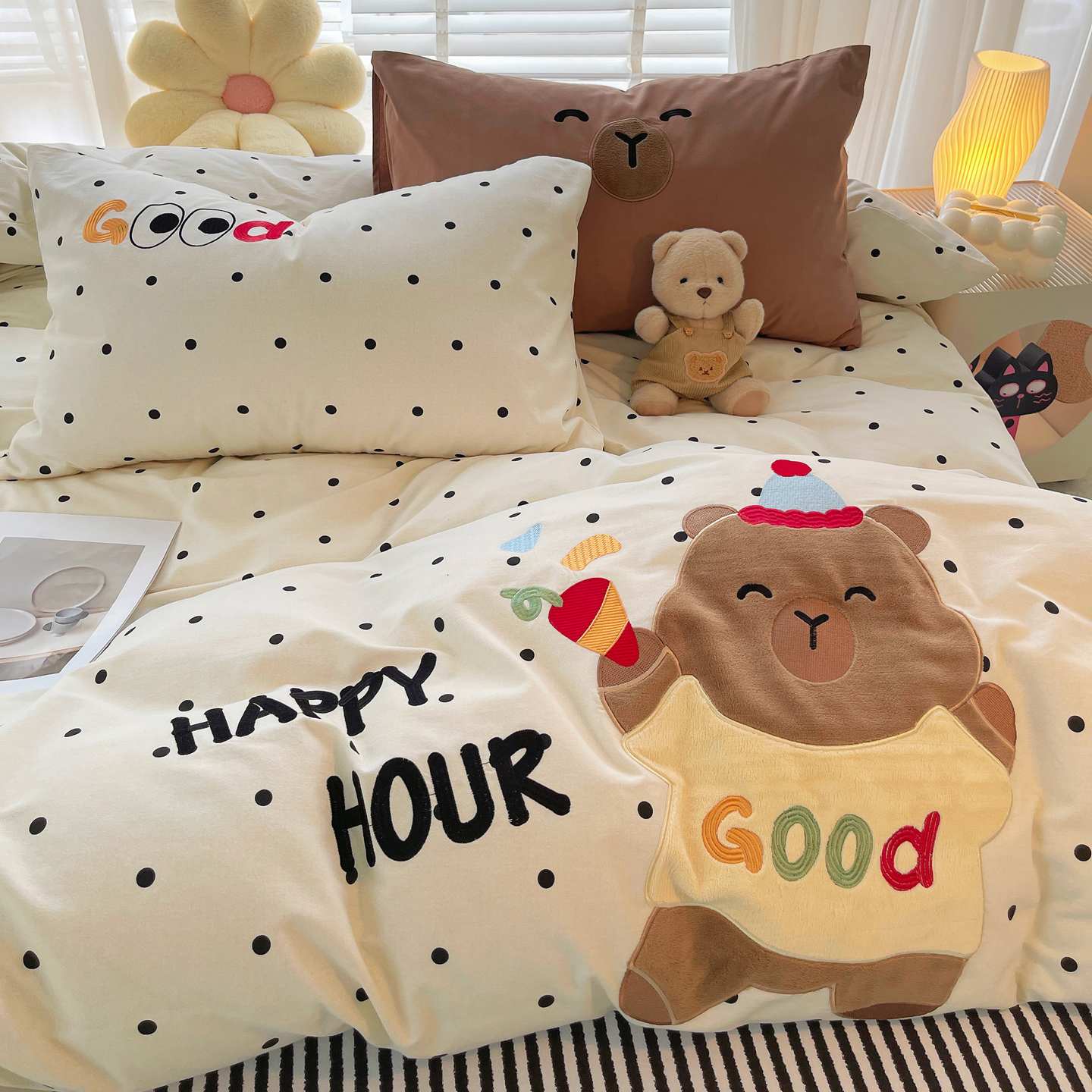 2025新款全棉磨毛卡通贴布绣加厚毛巾绣纯棉四件套-曲奇系列