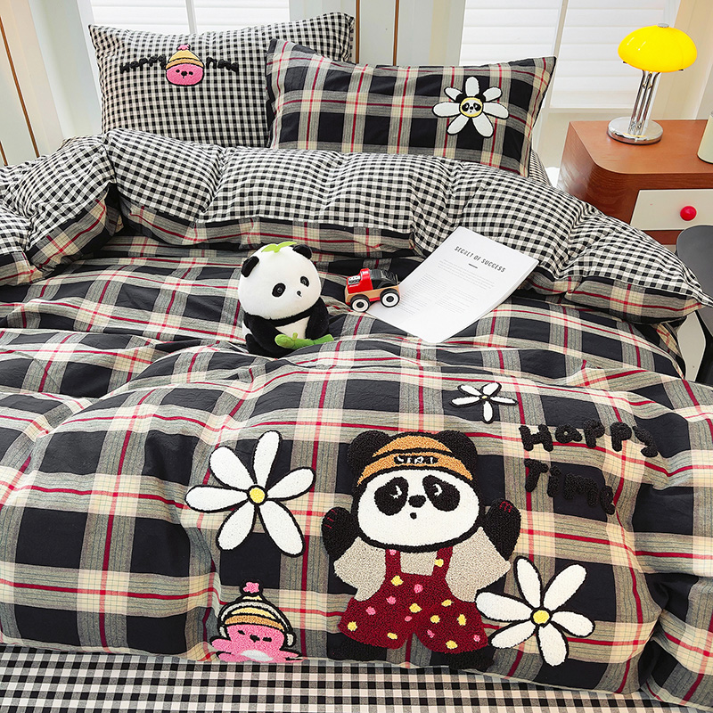 2026新款A类全棉40支水洗棉卡通毛巾绣四件套-多巴胺系列 多巴胺-快乐时光